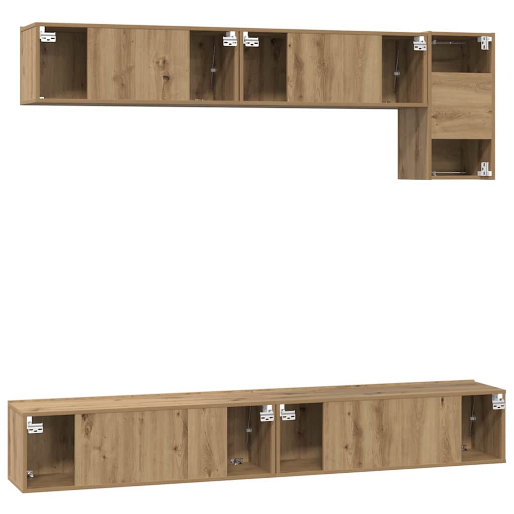 TV-Schrankset Wandmontiert 5 pcs Artisan-Eiche Holzwerkstoff