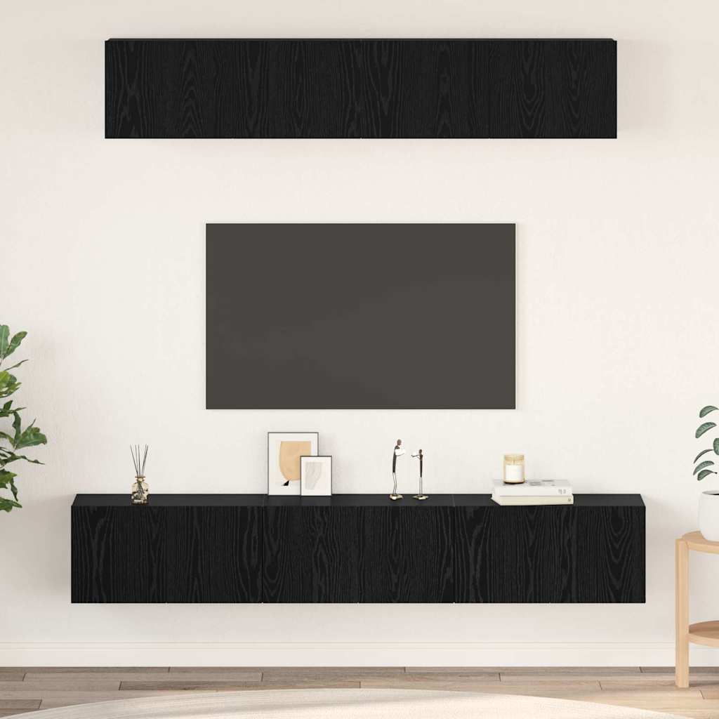 TV-Schrankset 5 pcs Schwarz Eichen-Optik Holzwerkstoff