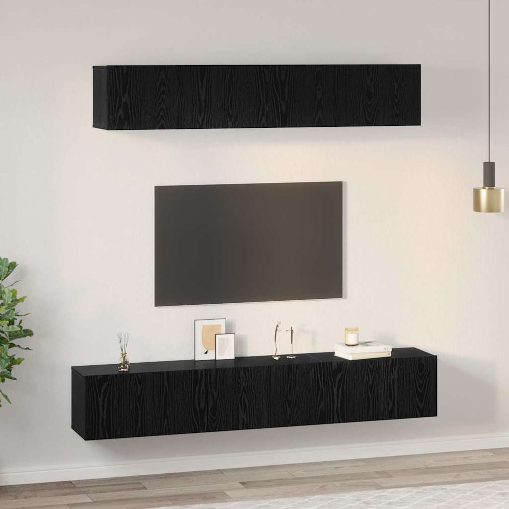 TV-Schrankset 5 pcs Schwarz Eichen-Optik Holzwerkstoff