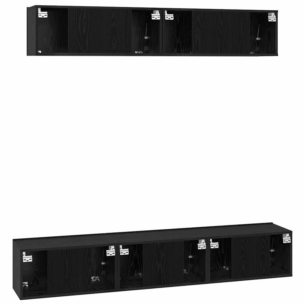 TV-Schrankset 5 pcs Schwarz Eichen-Optik Holzwerkstoff