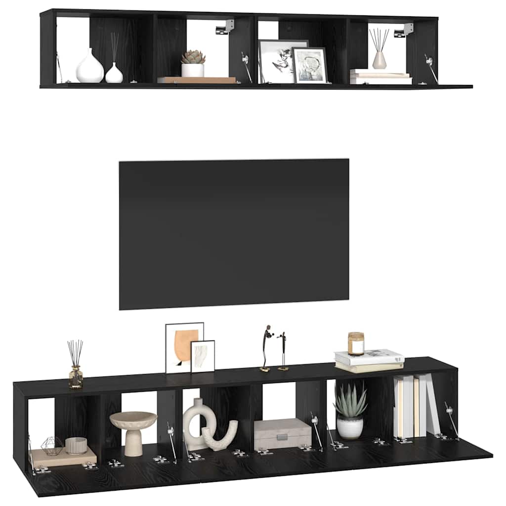 TV-Schrankset 5 pcs Schwarz Eichen-Optik Holzwerkstoff
