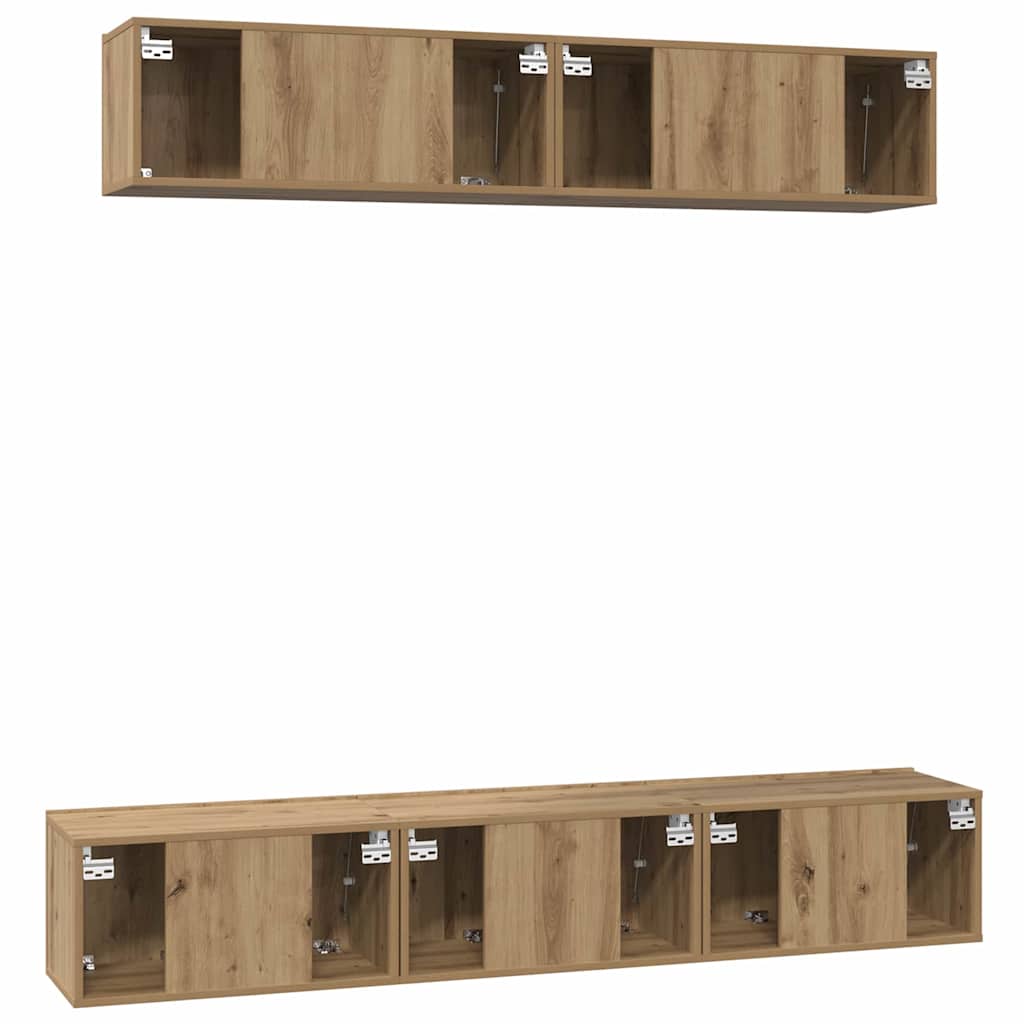TV-Schrankset Wandmontiert 5 pcs Artisan-Eiche Holzwerkstoff