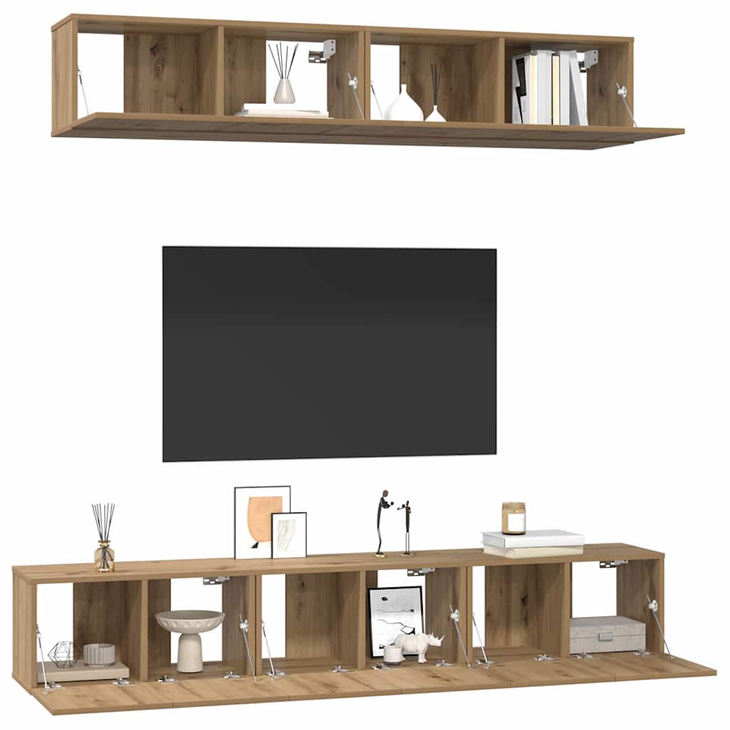 TV-Schrankset Wandmontiert 5 pcs Artisan-Eiche Holzwerkstoff
