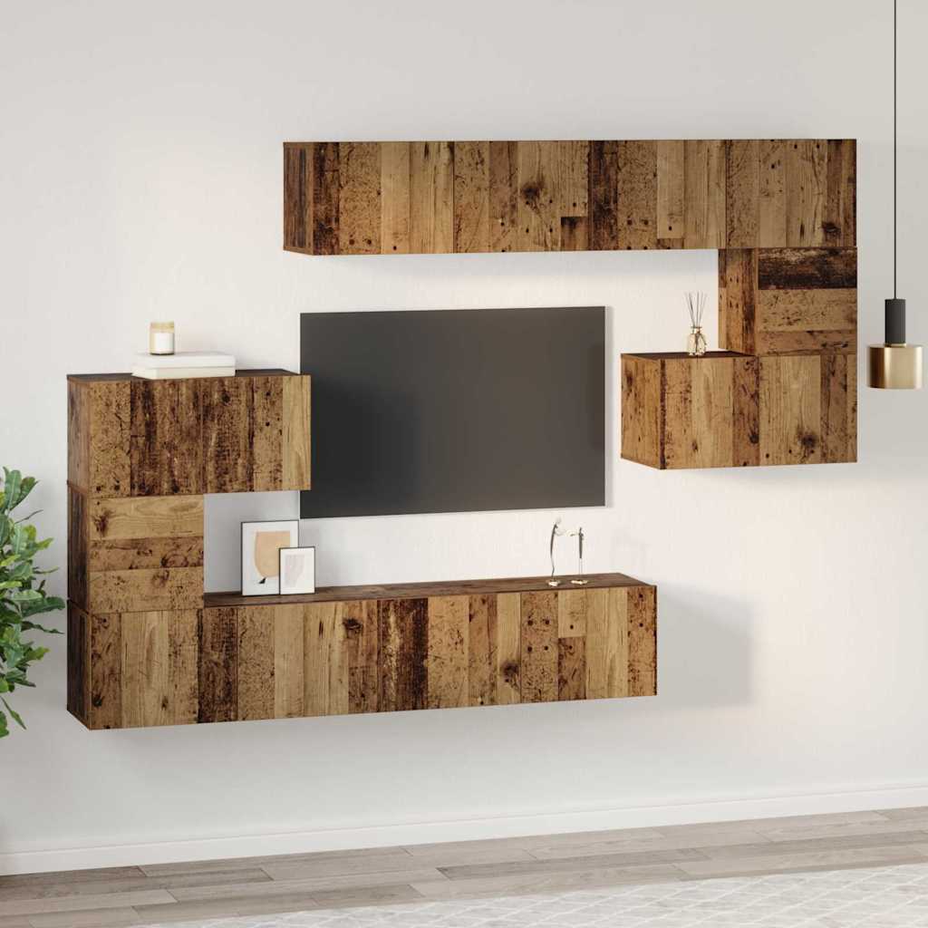 TV-Schrankset Wandmontiert 8 pcs Altholz Holzwerkstoff
