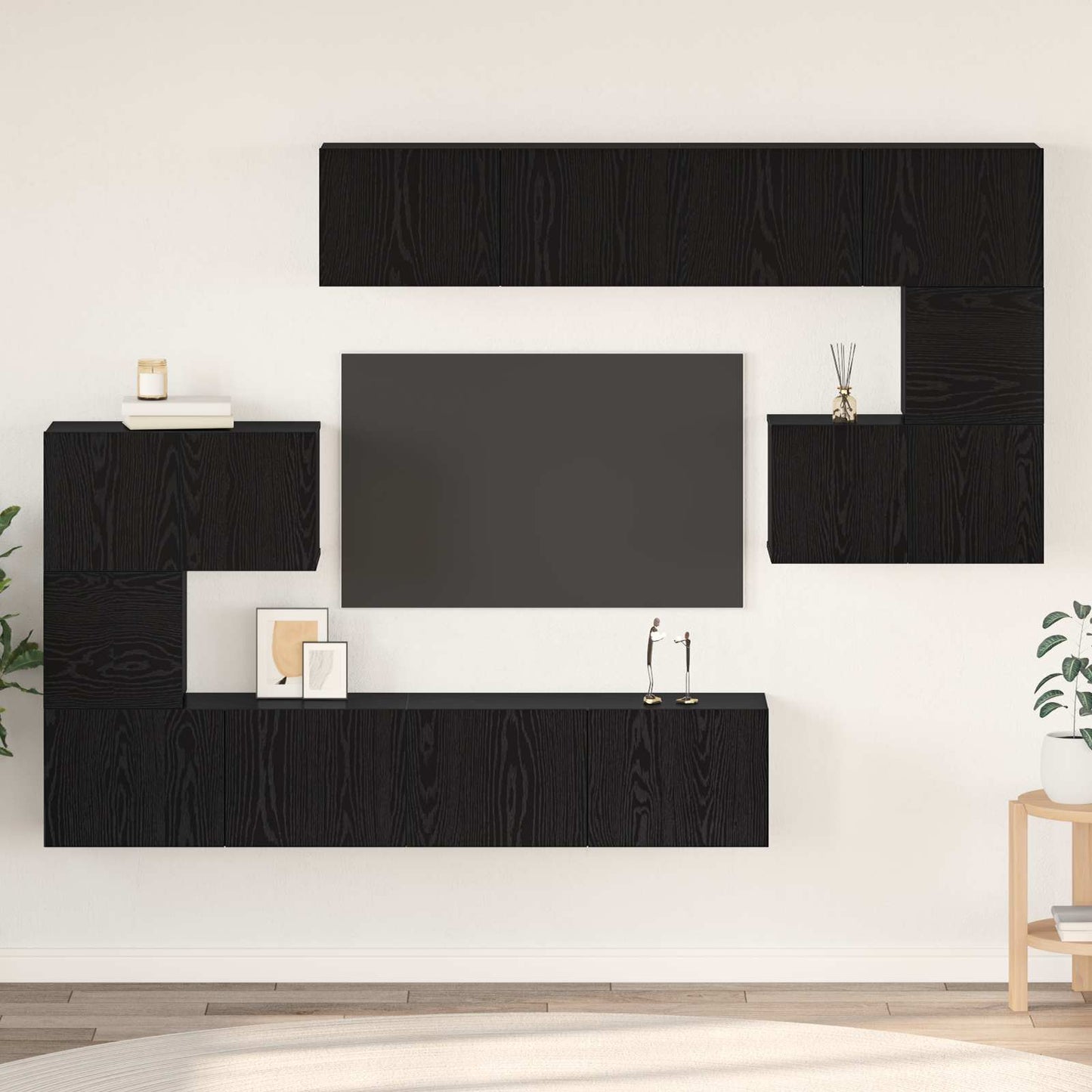 TV-Schrankset 8 pcs Schwarz Eichen-Optik Holzwerkstoff