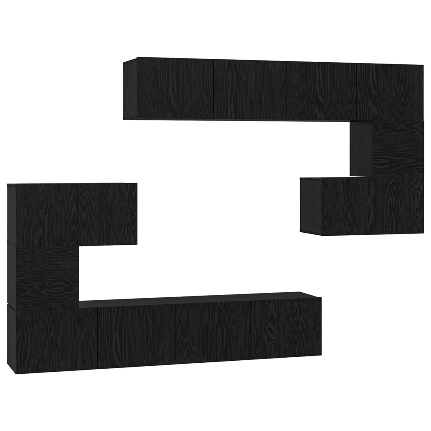 TV-Schrankset 8 pcs Schwarz Eichen-Optik Holzwerkstoff