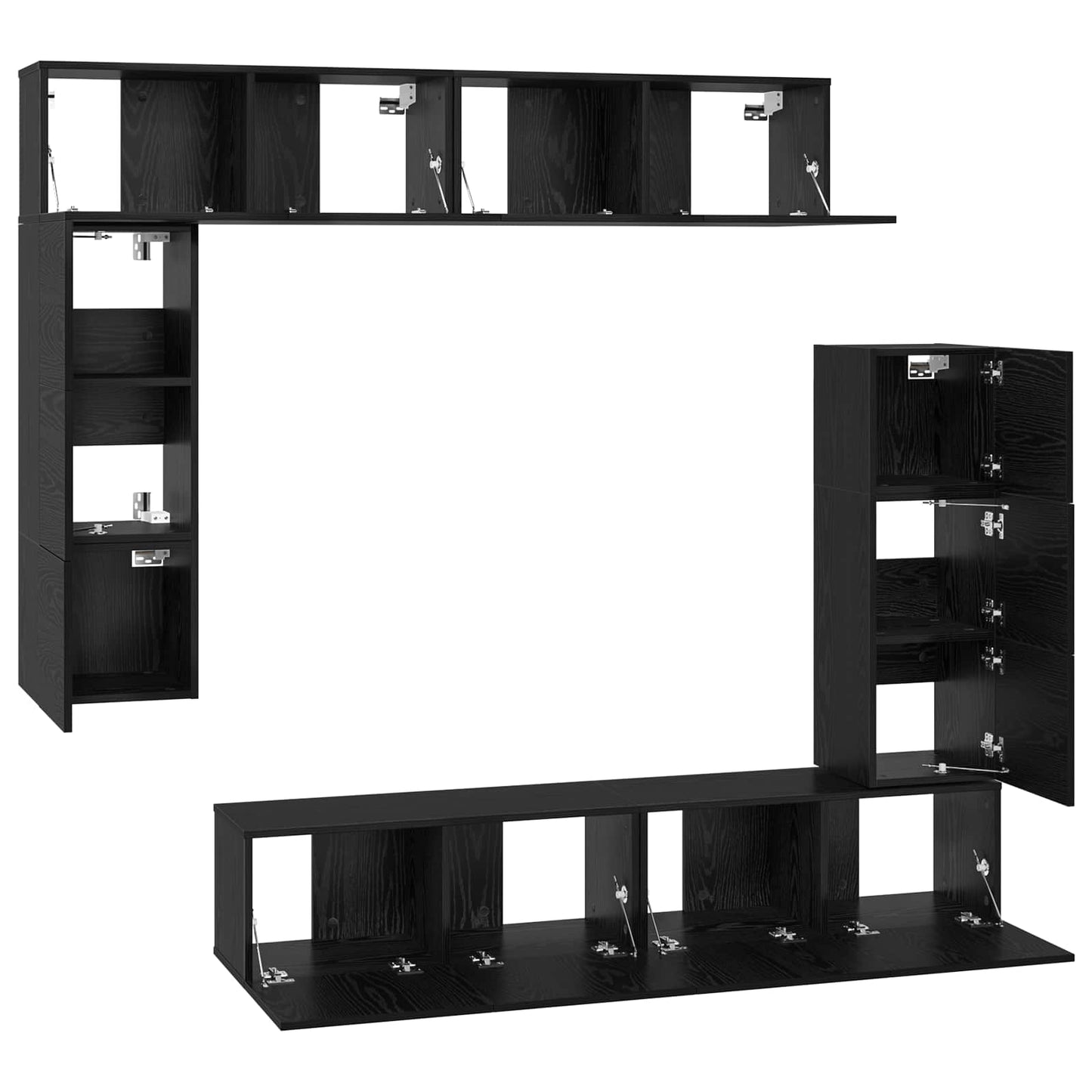 TV-Schrankset 8 pcs Schwarz Eichen-Optik Holzwerkstoff