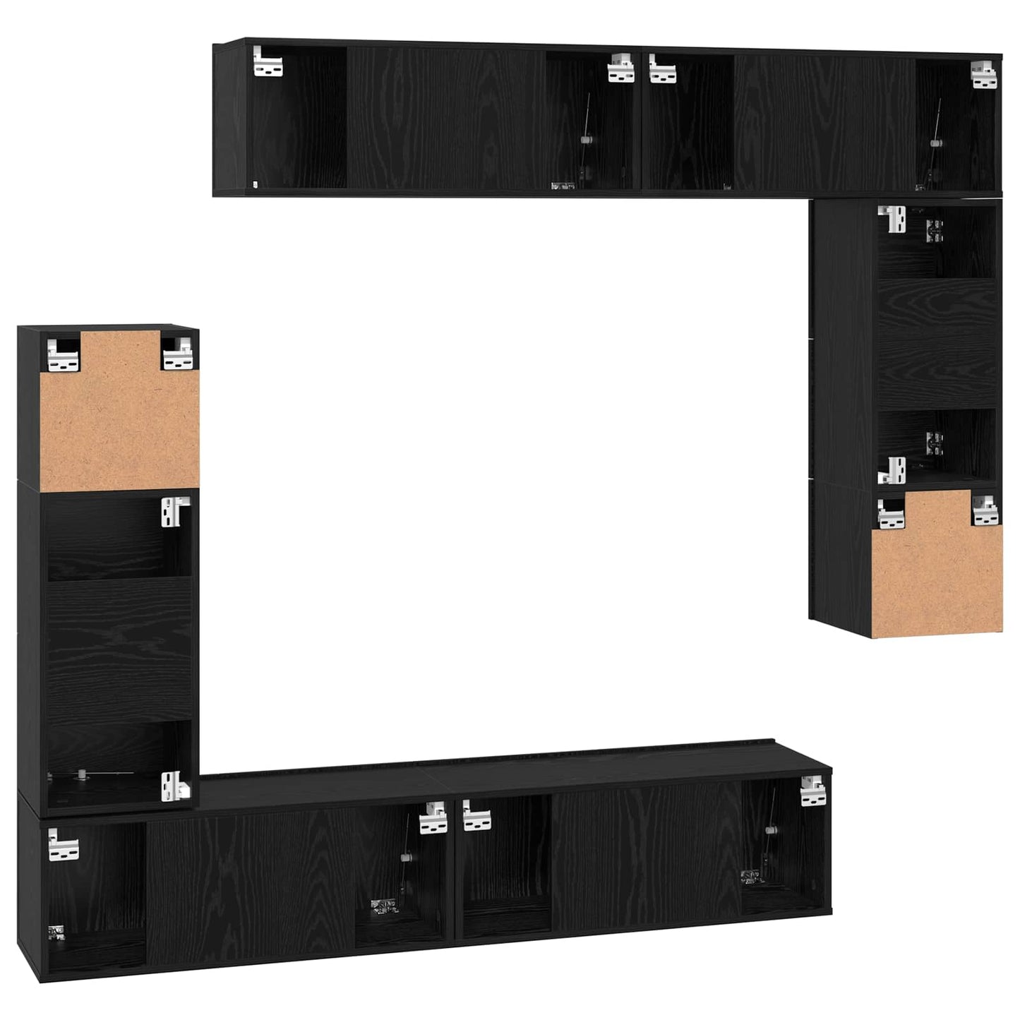 TV-Schrankset 8 pcs Schwarz Eichen-Optik Holzwerkstoff