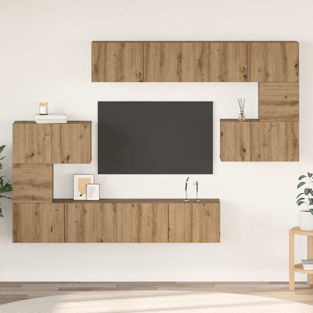TV-Schrankset Wandmontiert 8 pcs Artisan-Eiche Holzwerkstoff