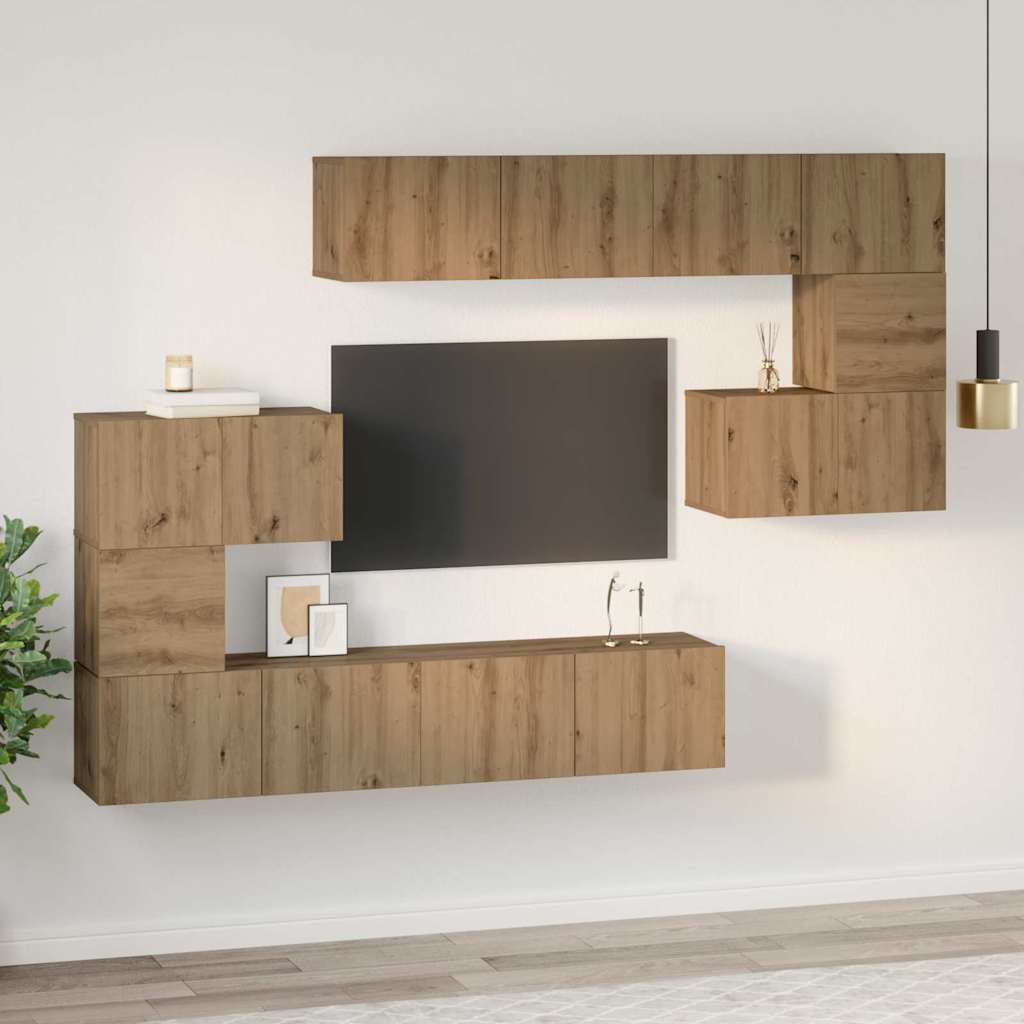 TV-Schrankset Wandmontiert 8 pcs Artisan-Eiche Holzwerkstoff