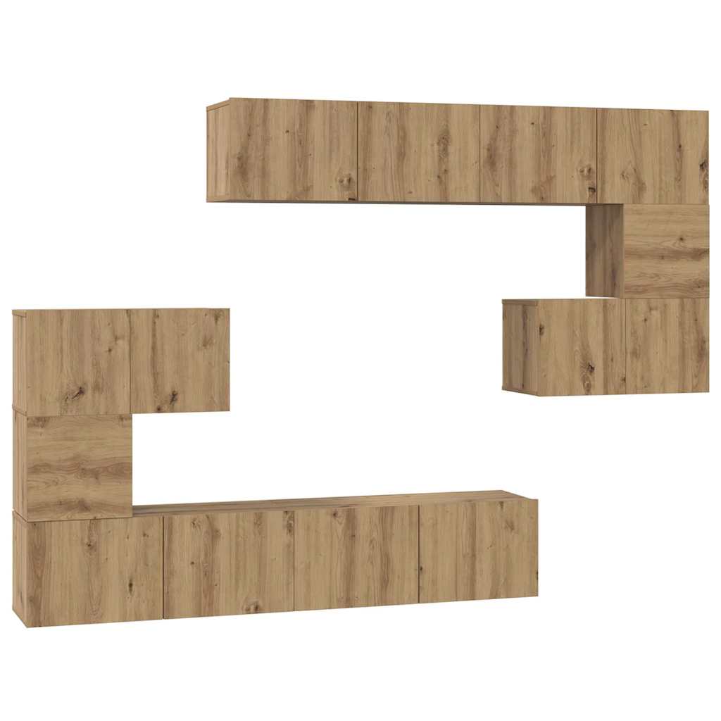 TV-Schrankset Wandmontiert 8 pcs Artisan-Eiche Holzwerkstoff