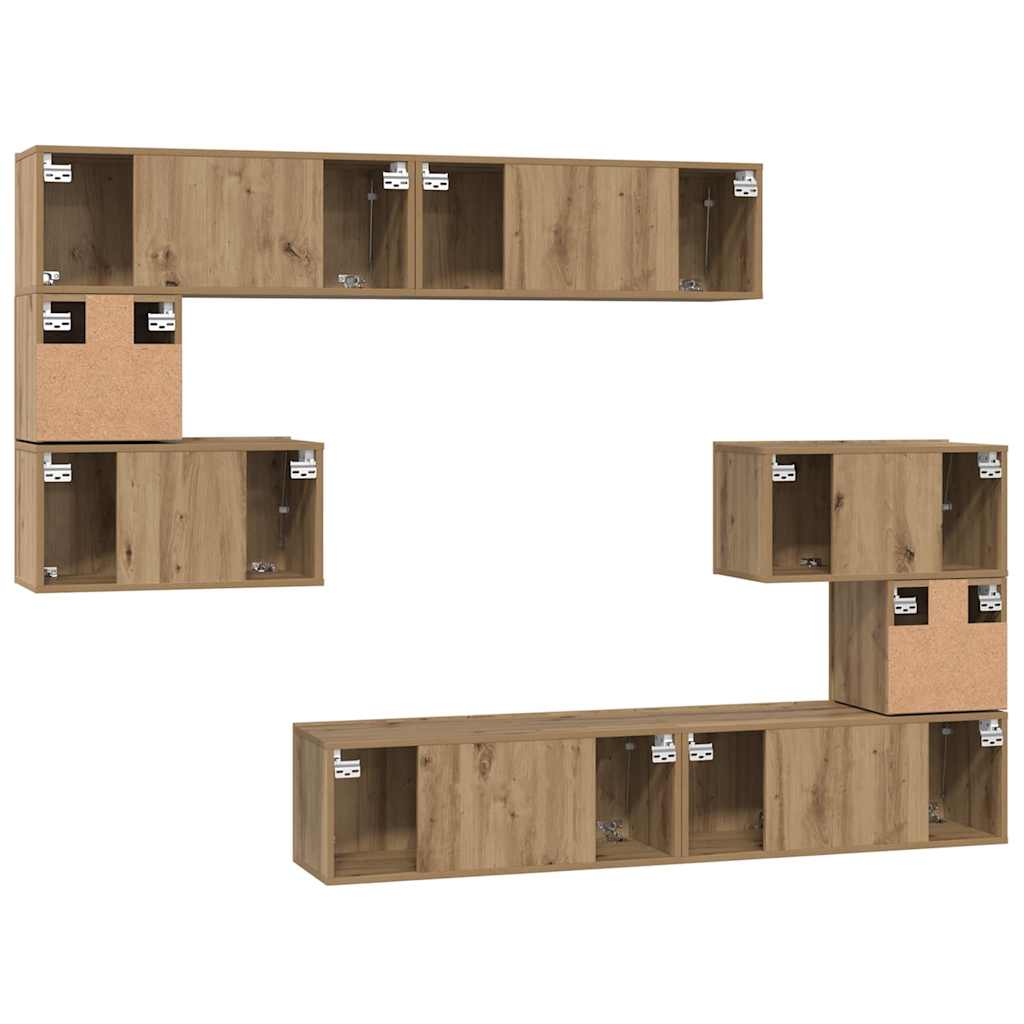 TV-Schrankset Wandmontiert 8 pcs Artisan-Eiche Holzwerkstoff