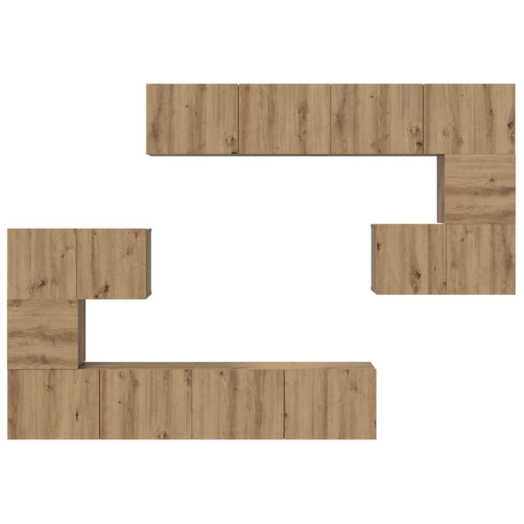 TV-Schrankset Wandmontiert 8 pcs Artisan-Eiche Holzwerkstoff