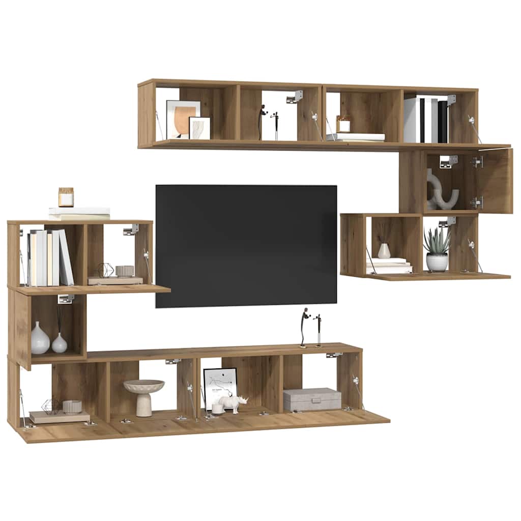TV-Schrankset Wandmontiert 8 pcs Artisan-Eiche Holzwerkstoff