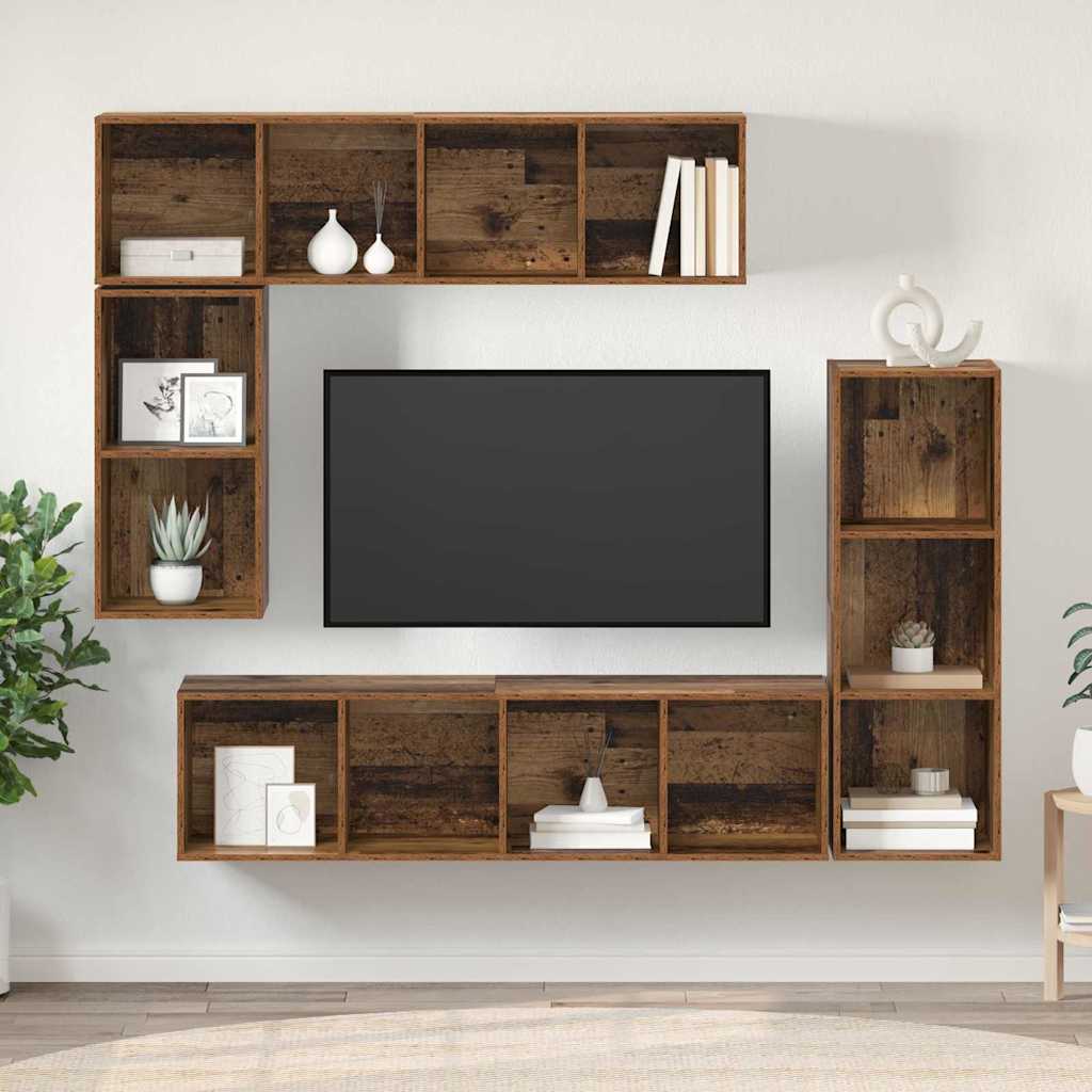 TV-Schrankset Wandmontiert 4 pcs Altholz Holzwerkstoff