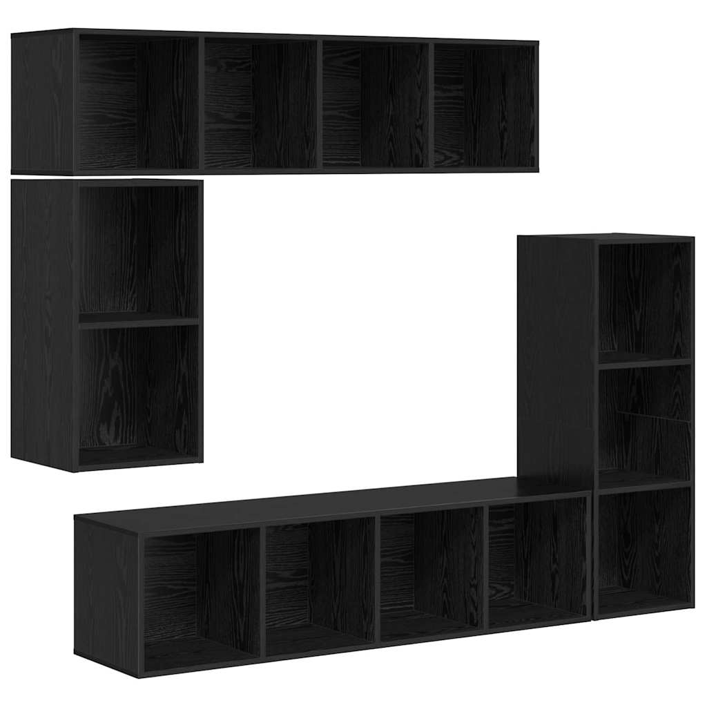 TV-Schrankset 4 pcs Schwarz Eichen-Optik Holzwerkstoff