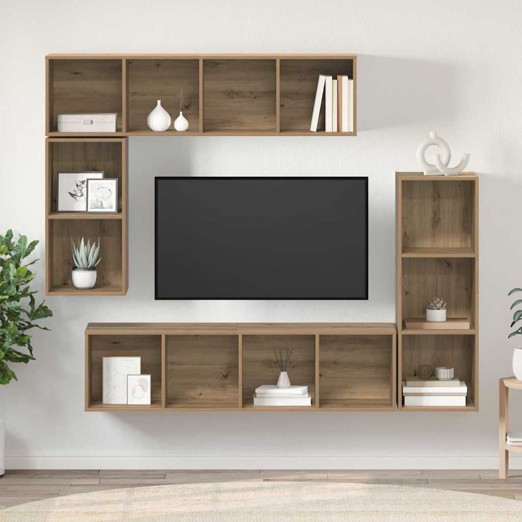TV-Schrankset Wandmontiert 4 pcs Artisan-Eiche Holzwerkstoff