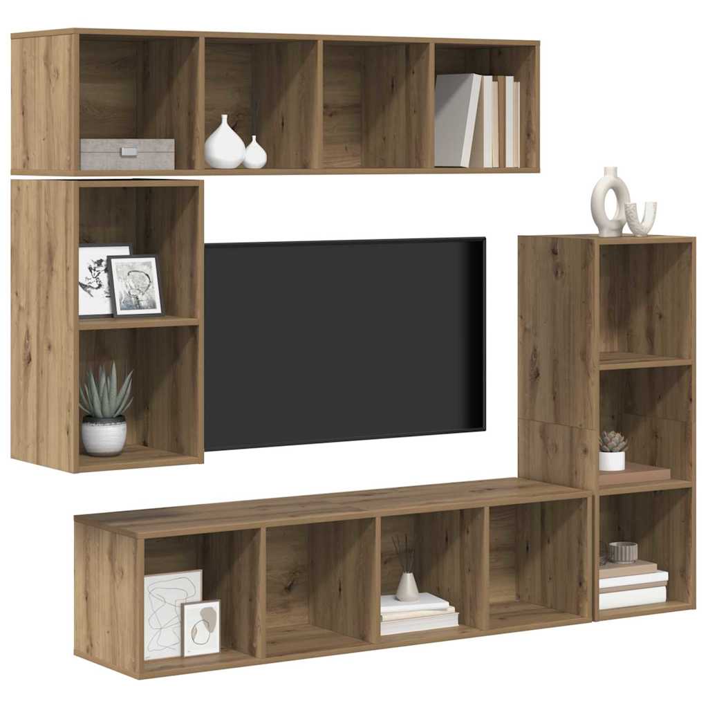 TV-Schrankset Wandmontiert 4 pcs Artisan-Eiche Holzwerkstoff