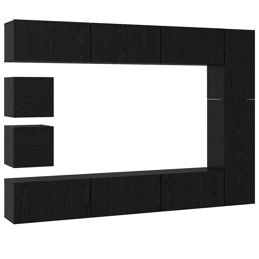 TV-Schrankset 10 pcs Schwarz Eichen-Optik Holzwerkstoff