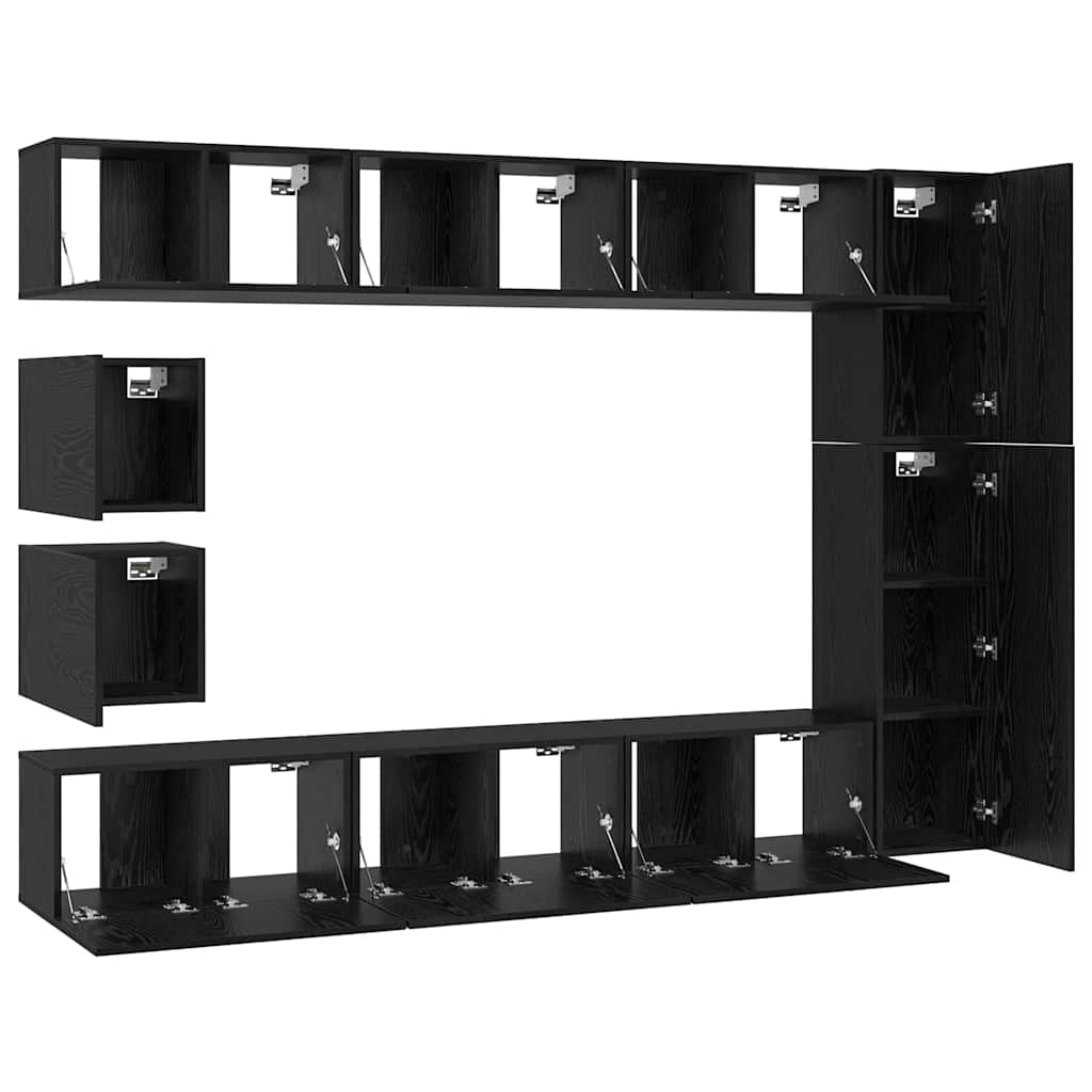 TV-Schrankset 10 pcs Schwarz Eichen-Optik Holzwerkstoff