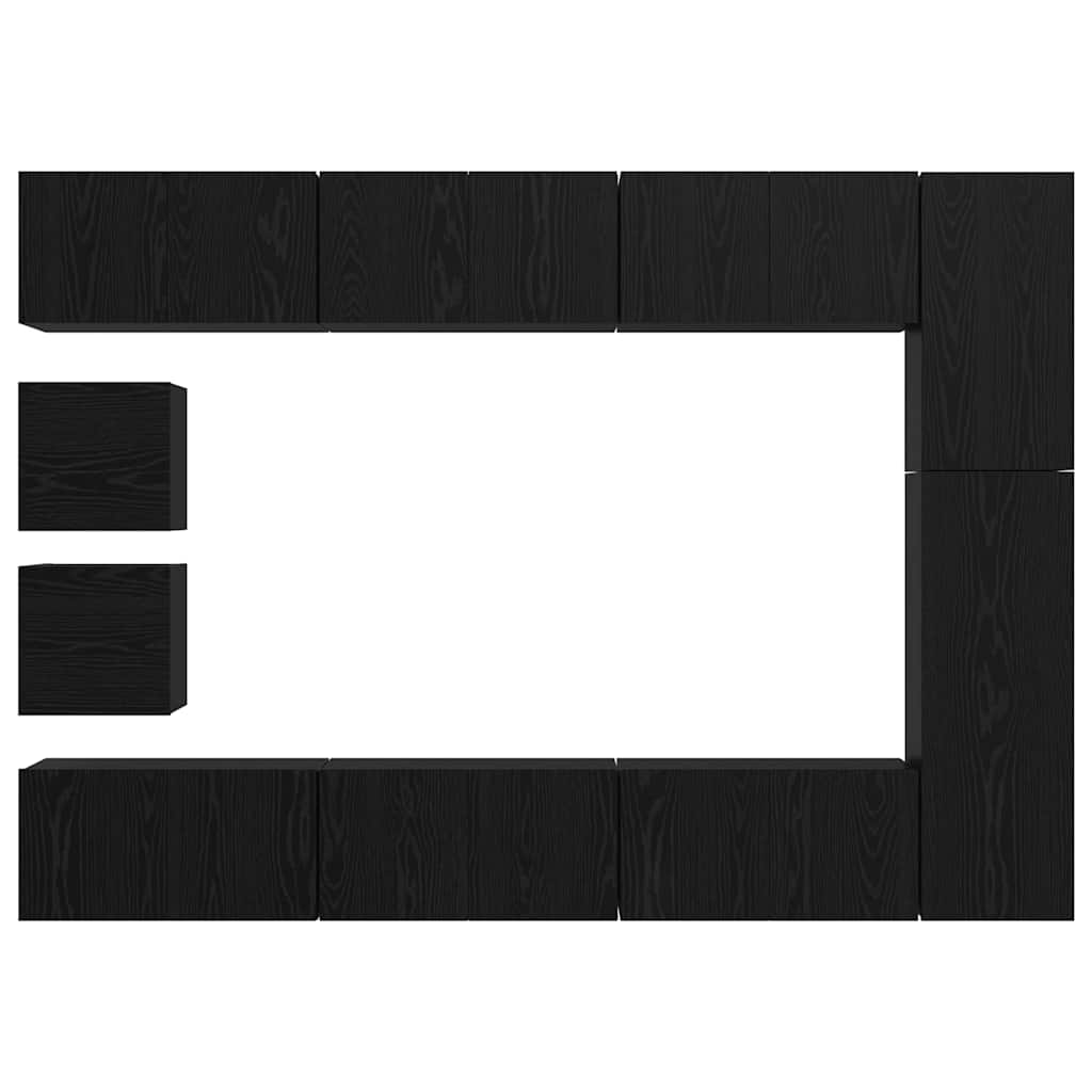 TV-Schrankset 10 pcs Schwarz Eichen-Optik Holzwerkstoff