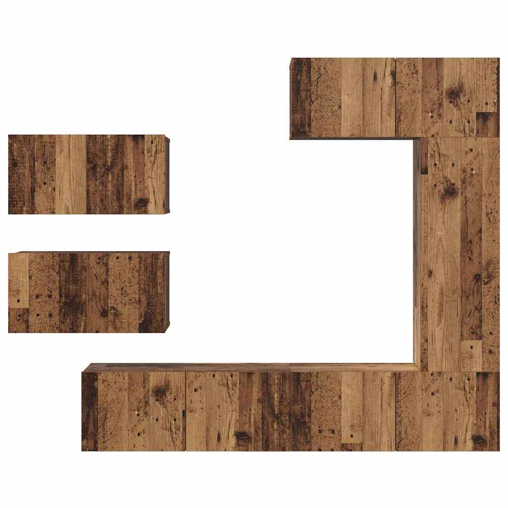 TV-Schrankset Wandmontiert 6 pcs Altholz Holzwerkstoff