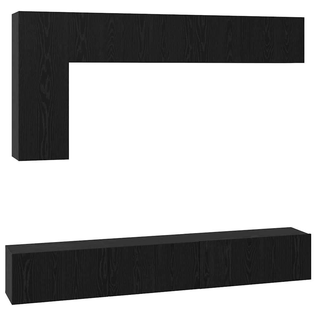 TV-Schrankset 6 pcs Schwarz Eichen-Optik Holzwerkstoff