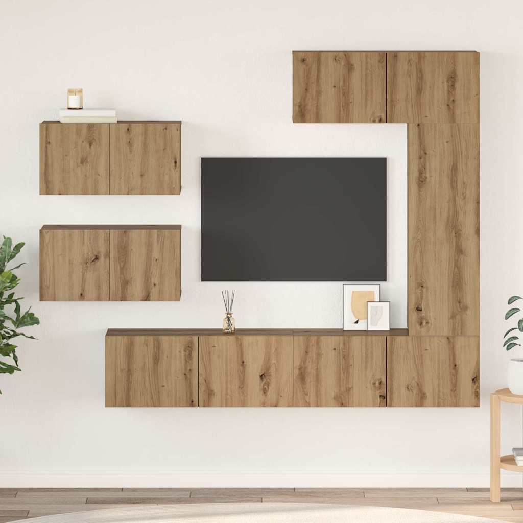 TV-Schrankset Wandmontiert 6 pcs Artisan-Eiche Holzwerkstoff