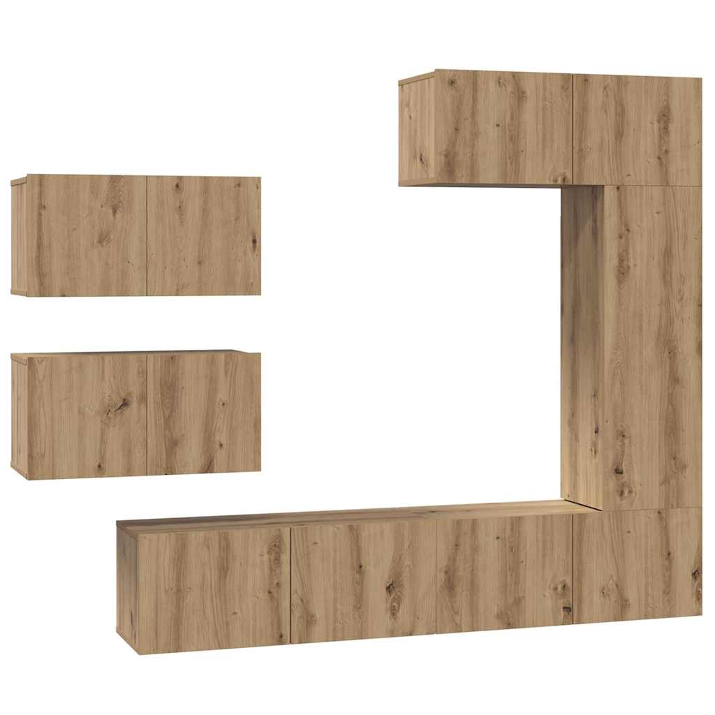 TV-Schrankset Wandmontiert 6 pcs Artisan-Eiche Holzwerkstoff