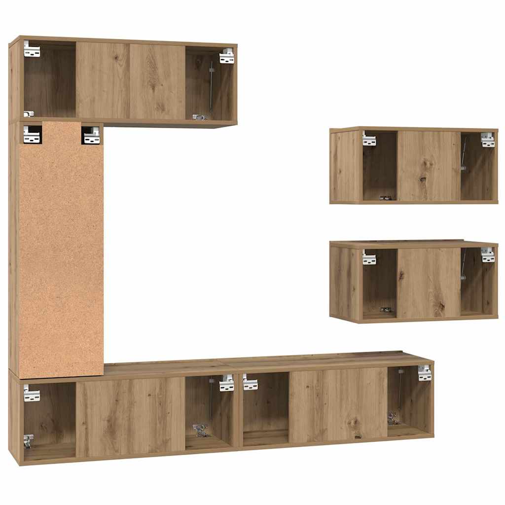 TV-Schrankset Wandmontiert 6 pcs Artisan-Eiche Holzwerkstoff