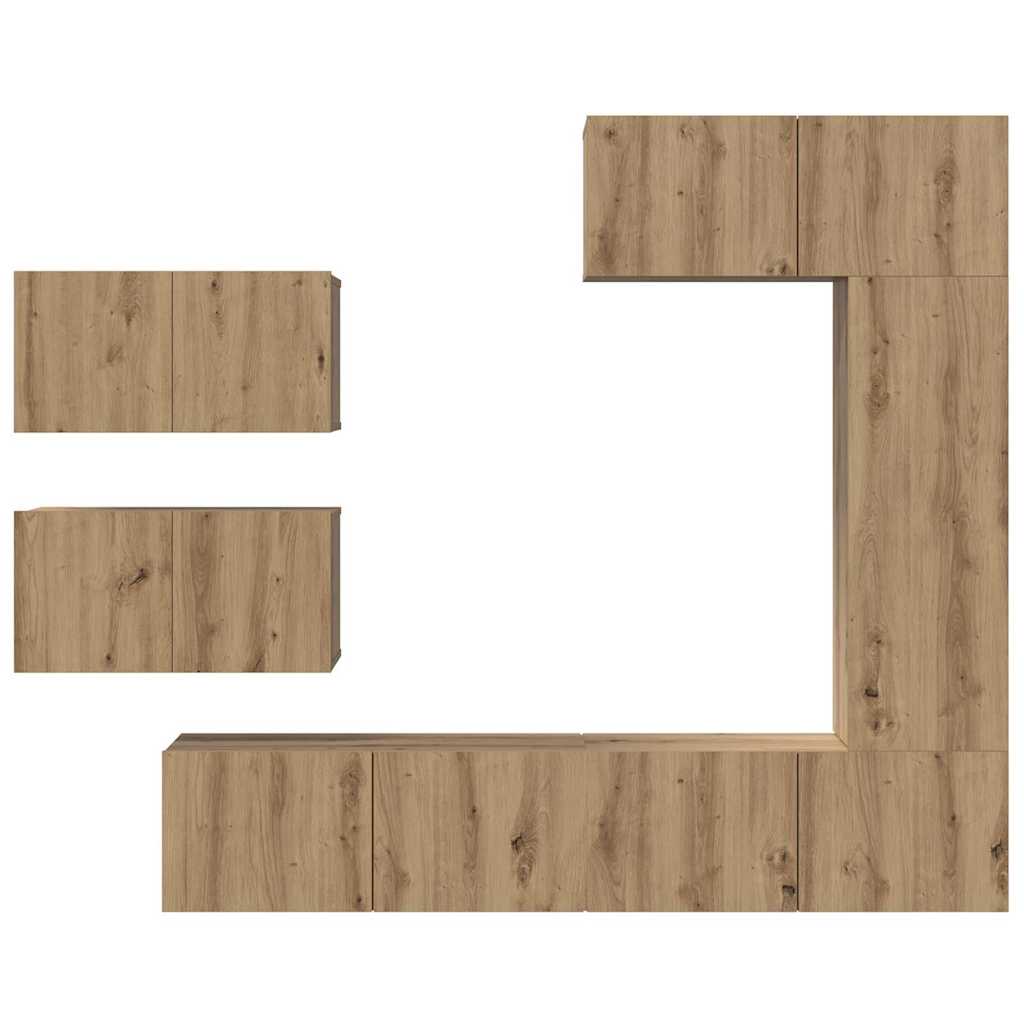 TV-Schrankset Wandmontiert 6 pcs Artisan-Eiche Holzwerkstoff