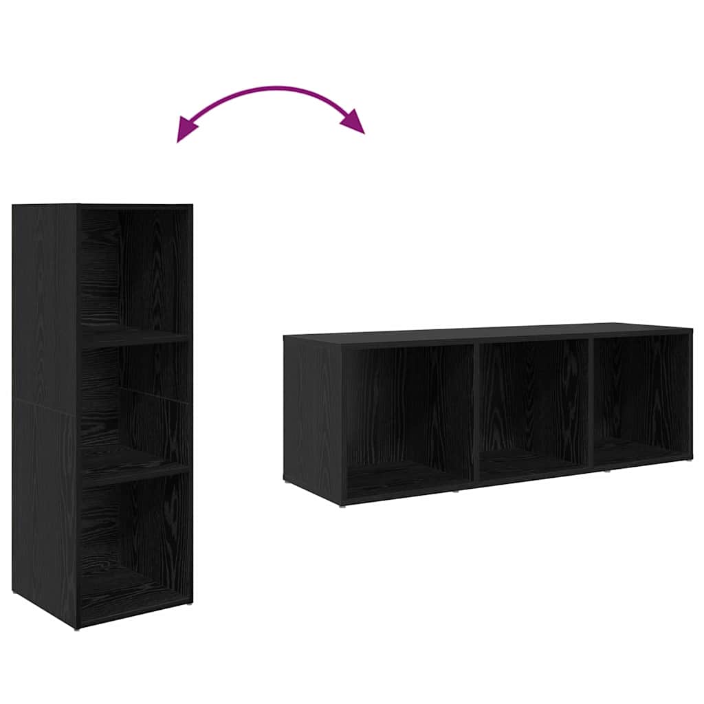 TV-Schrankset Wandmontiert 3 pcs Schwarz Holzwerkstoff