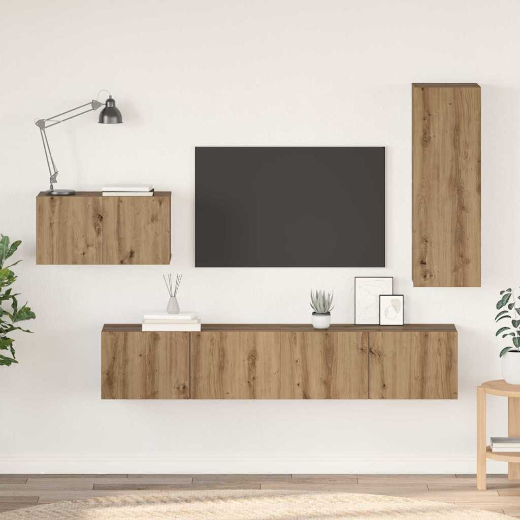 TV-Schrankset mit Schubladen 4 pcs Artisan-Eiche Holzwerkstoff