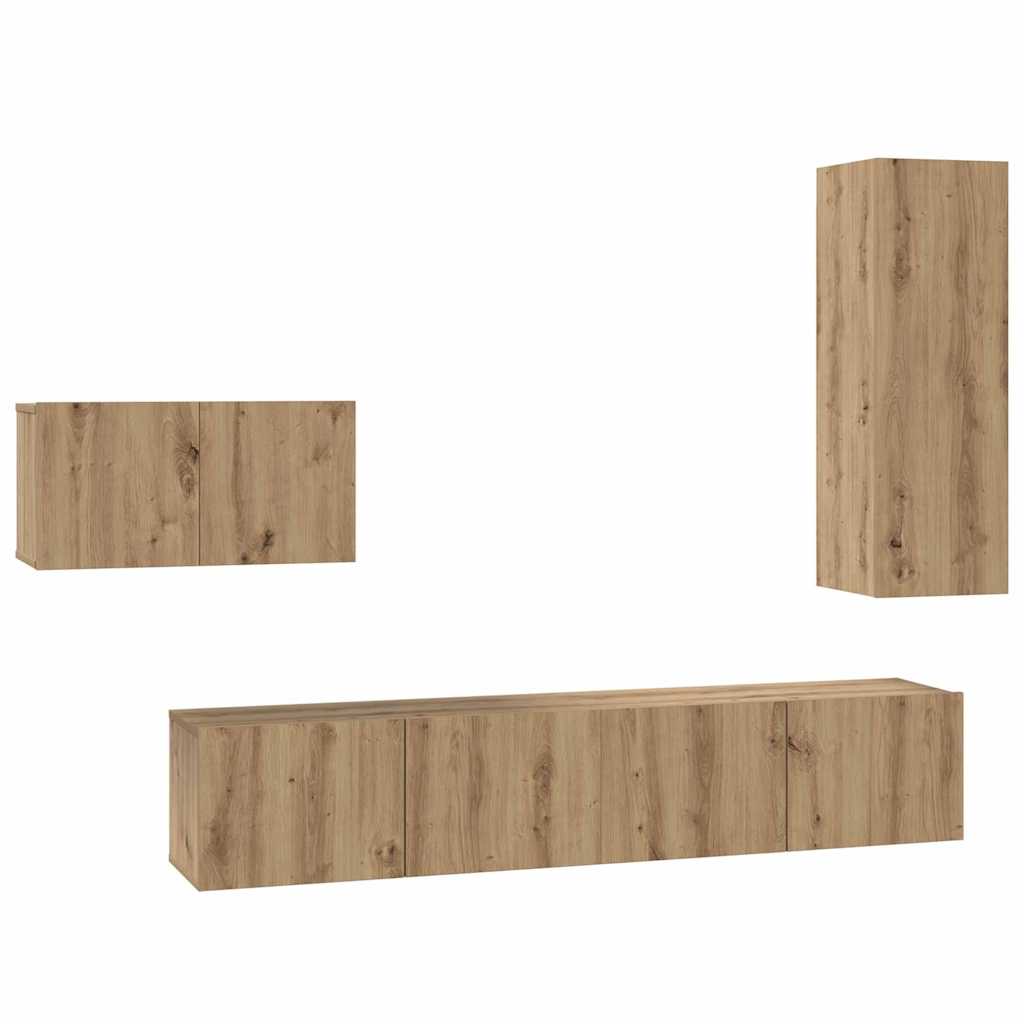 TV-Schrankset mit Schubladen 4 pcs Artisan-Eiche Holzwerkstoff