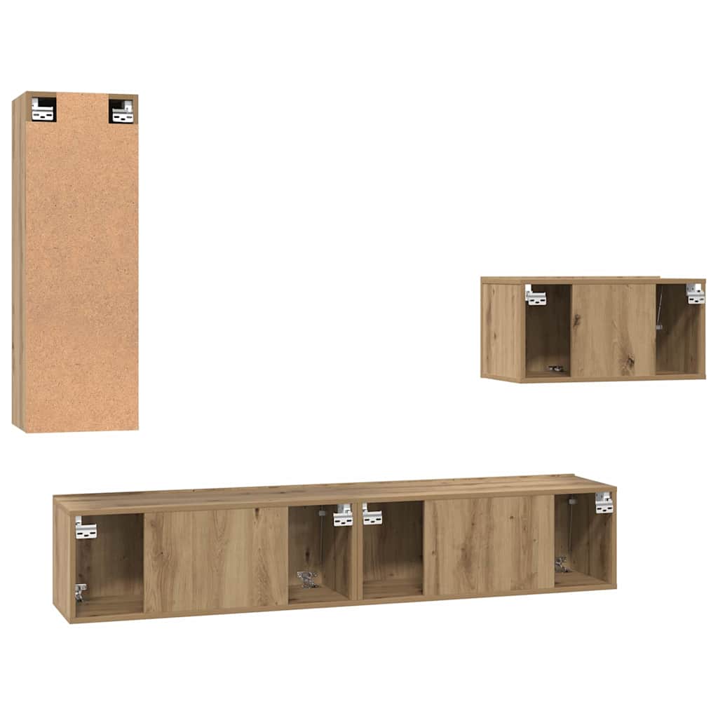 TV-Schrankset mit Schubladen 4 pcs Artisan-Eiche Holzwerkstoff