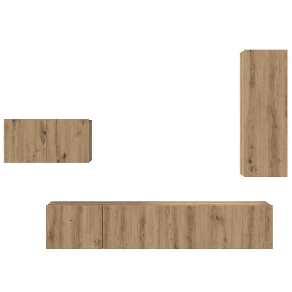 TV-Schrankset mit Schubladen 4 pcs Artisan-Eiche Holzwerkstoff
