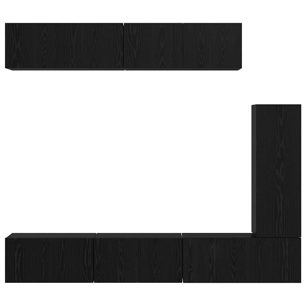 TV-Schrankset 6 pcs Schwarz Eichen-Optik Holzwerkstoff