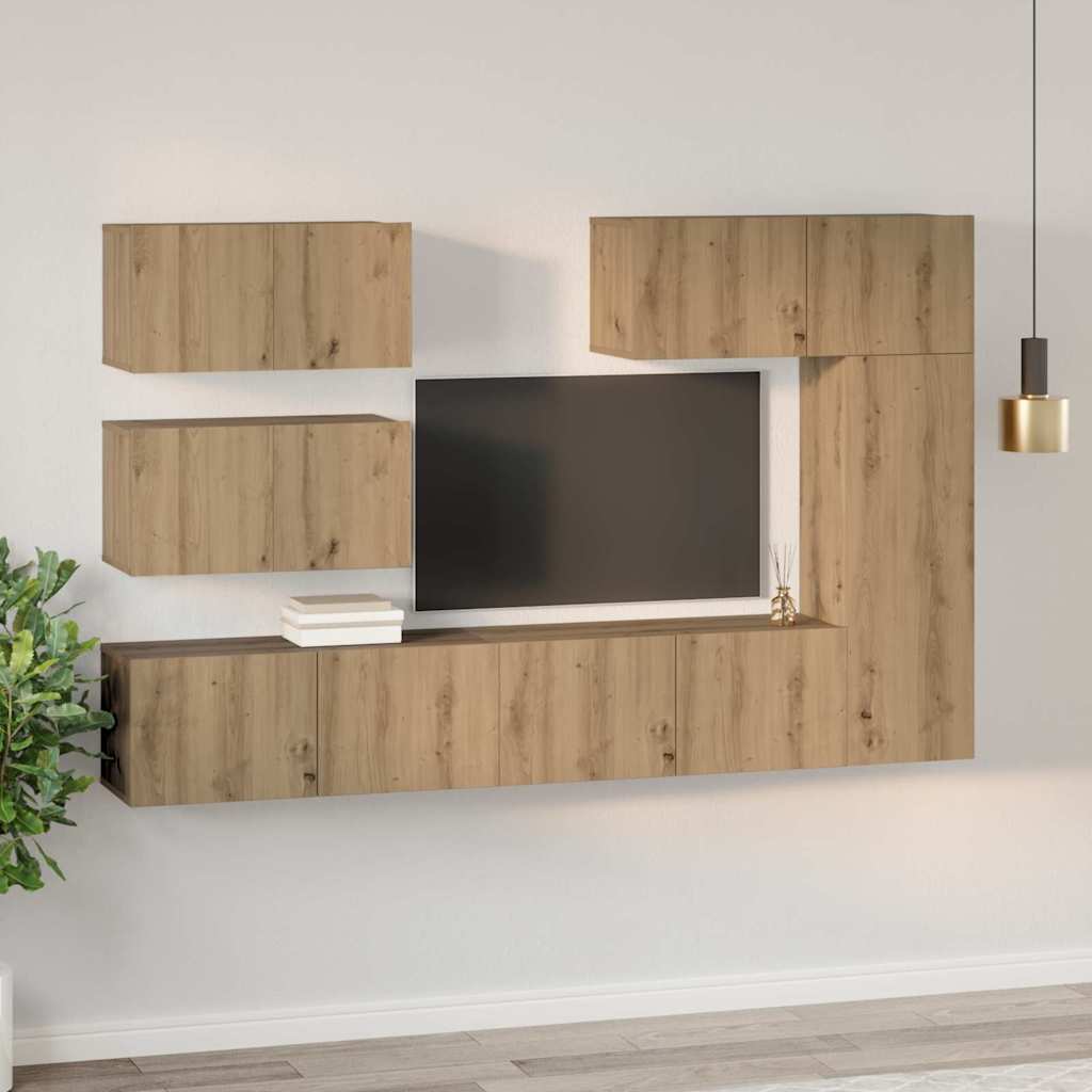 TV-Schrankset Wandmontiert 6 pcs Artisan-Eiche Holzwerkstoff