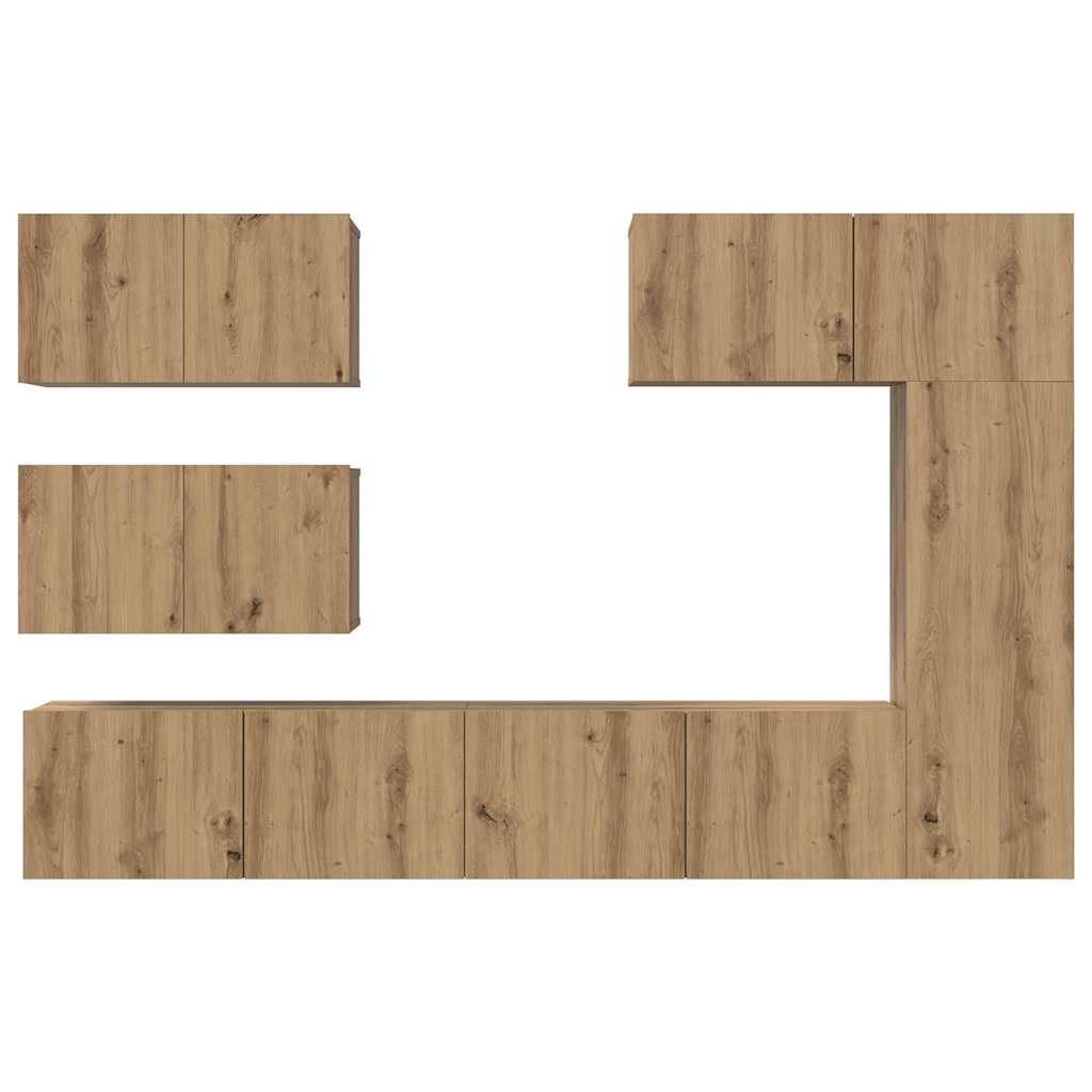 TV-Schrankset Wandmontiert 6 pcs Artisan-Eiche Holzwerkstoff