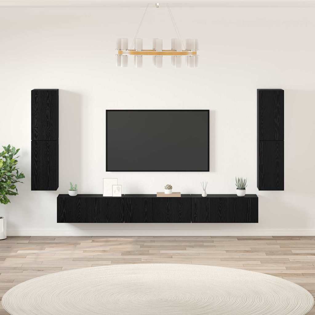 TV-Einheiten 4 pcs Schwarz Eichen-Optik Holzwerkstoff