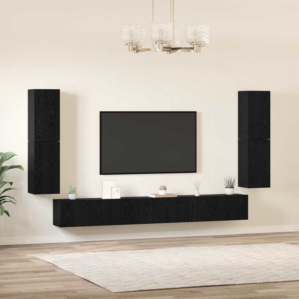 TV-Einheiten 4 pcs Schwarz Eichen-Optik Holzwerkstoff