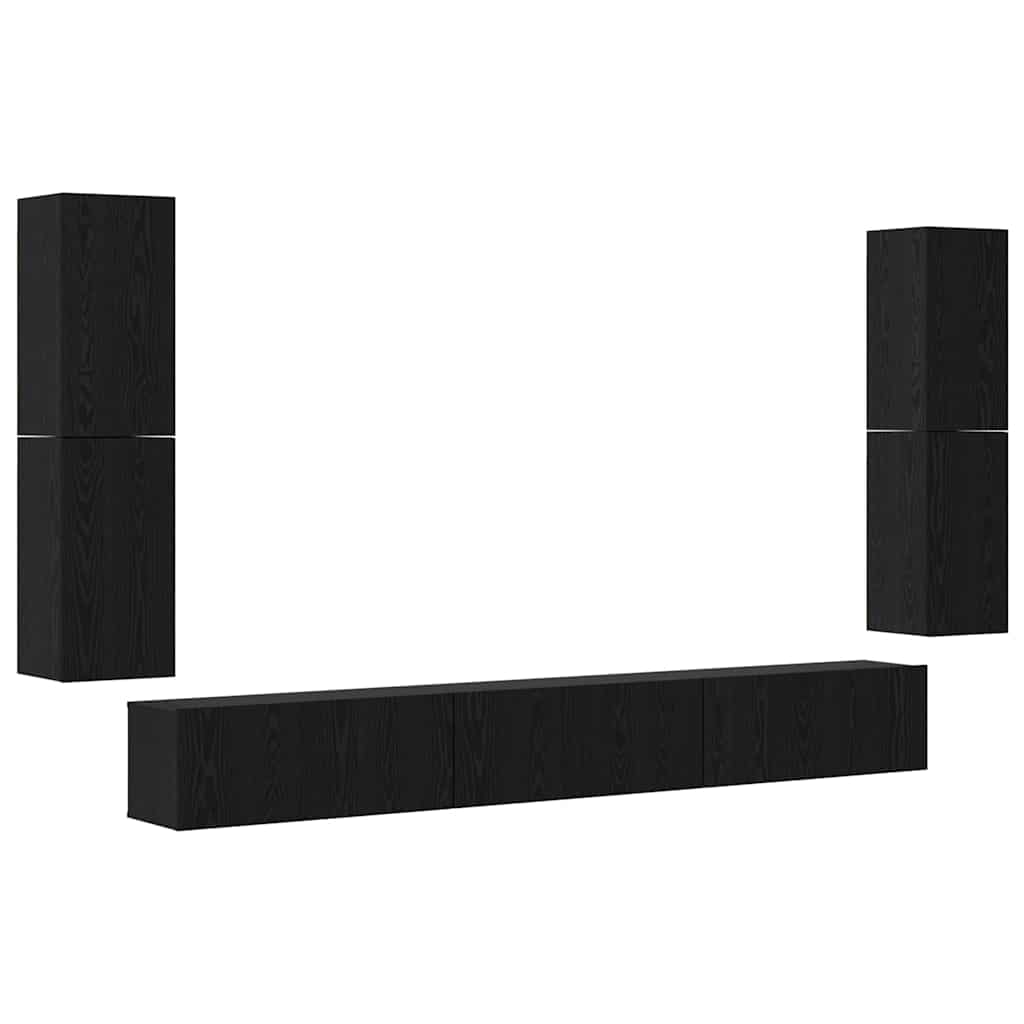 TV-Einheiten 4 pcs Schwarz Eichen-Optik Holzwerkstoff