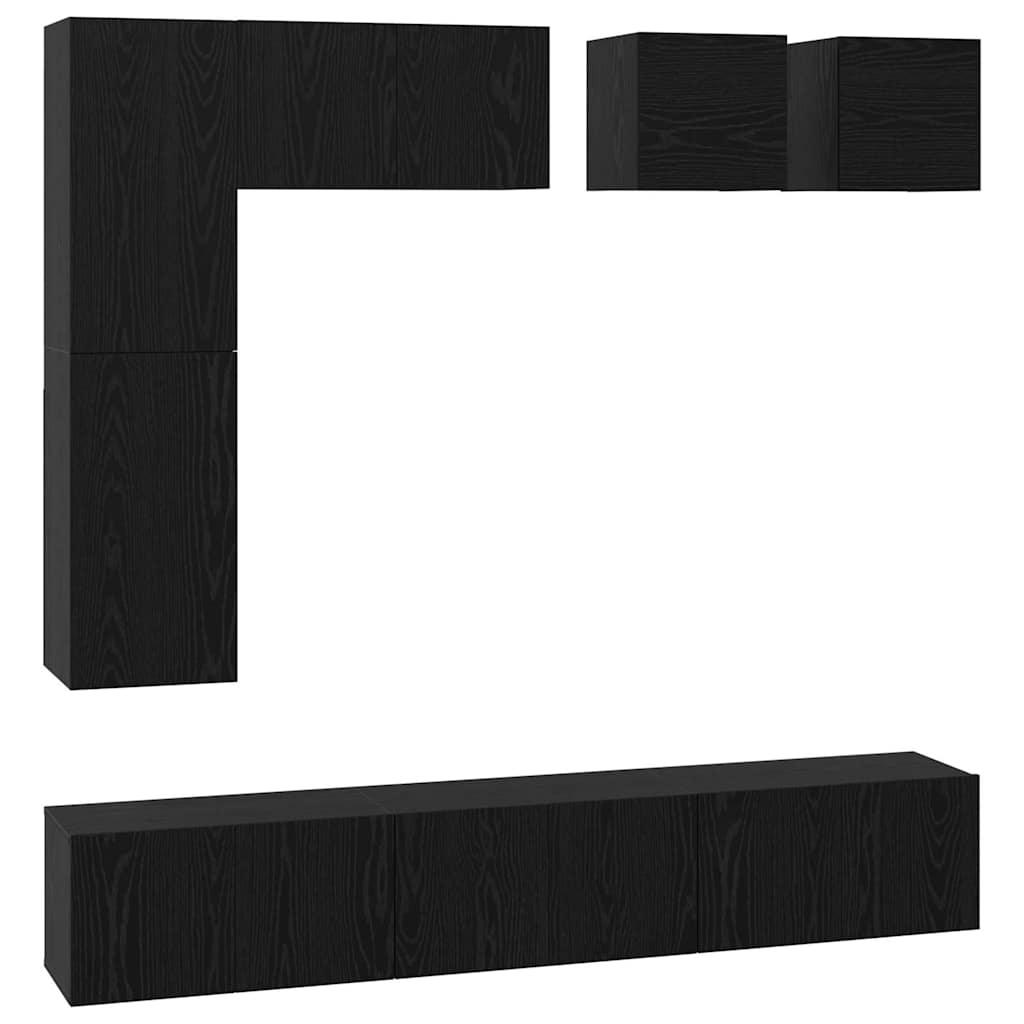TV-Schrankset 8 pcs Schwarz Eichen-Optik Holzwerkstoff