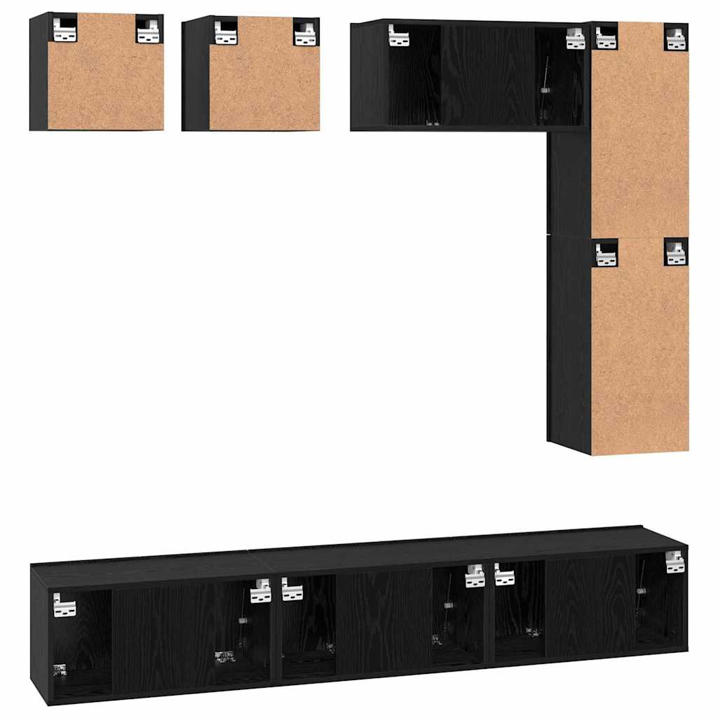 TV-Schrankset 8 pcs Schwarz Eichen-Optik Holzwerkstoff