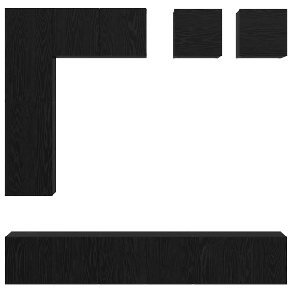 TV-Schrankset 8 pcs Schwarz Eichen-Optik Holzwerkstoff