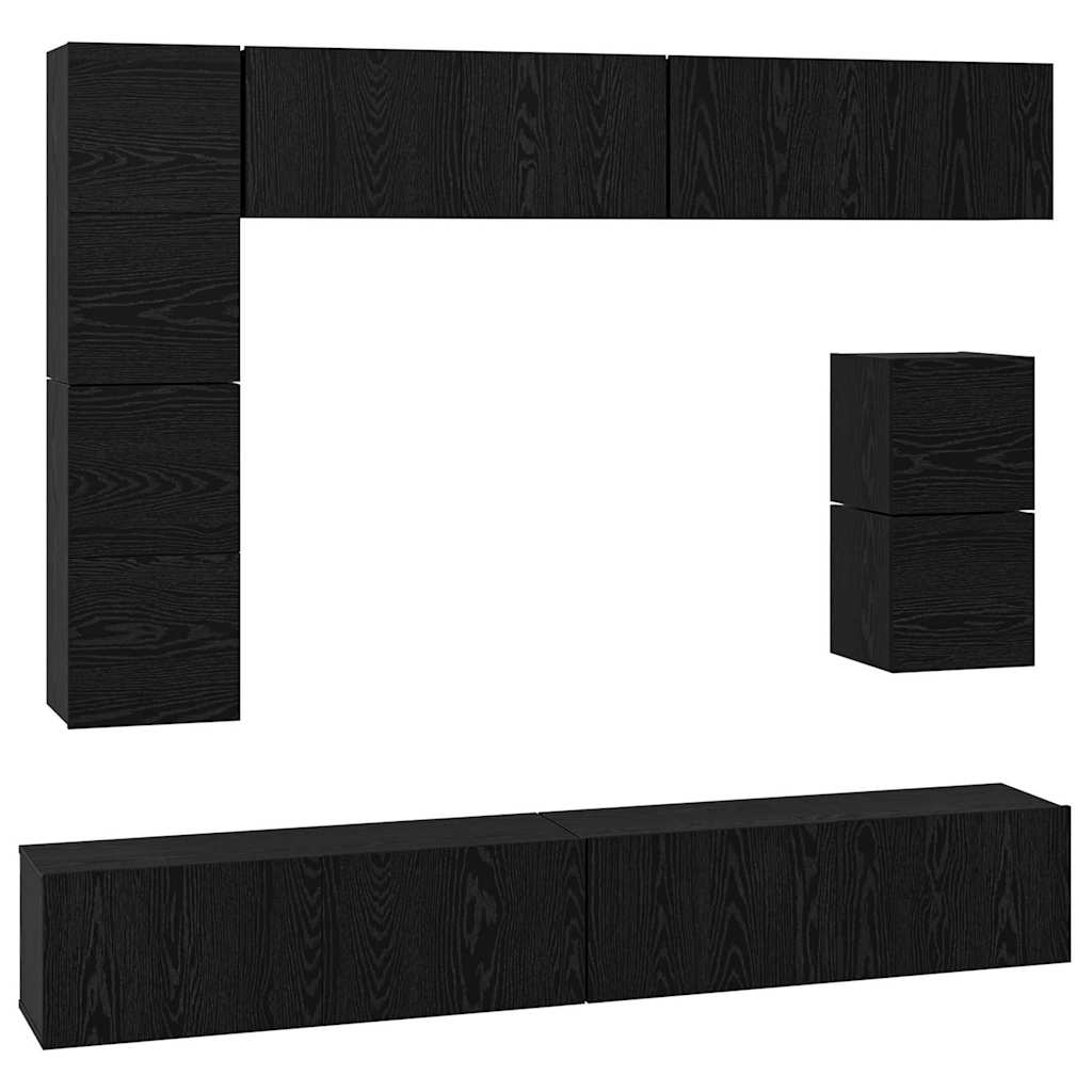 TV-Schrankset 8 pcs Schwarz Eichen-Optik Holzwerkstoff