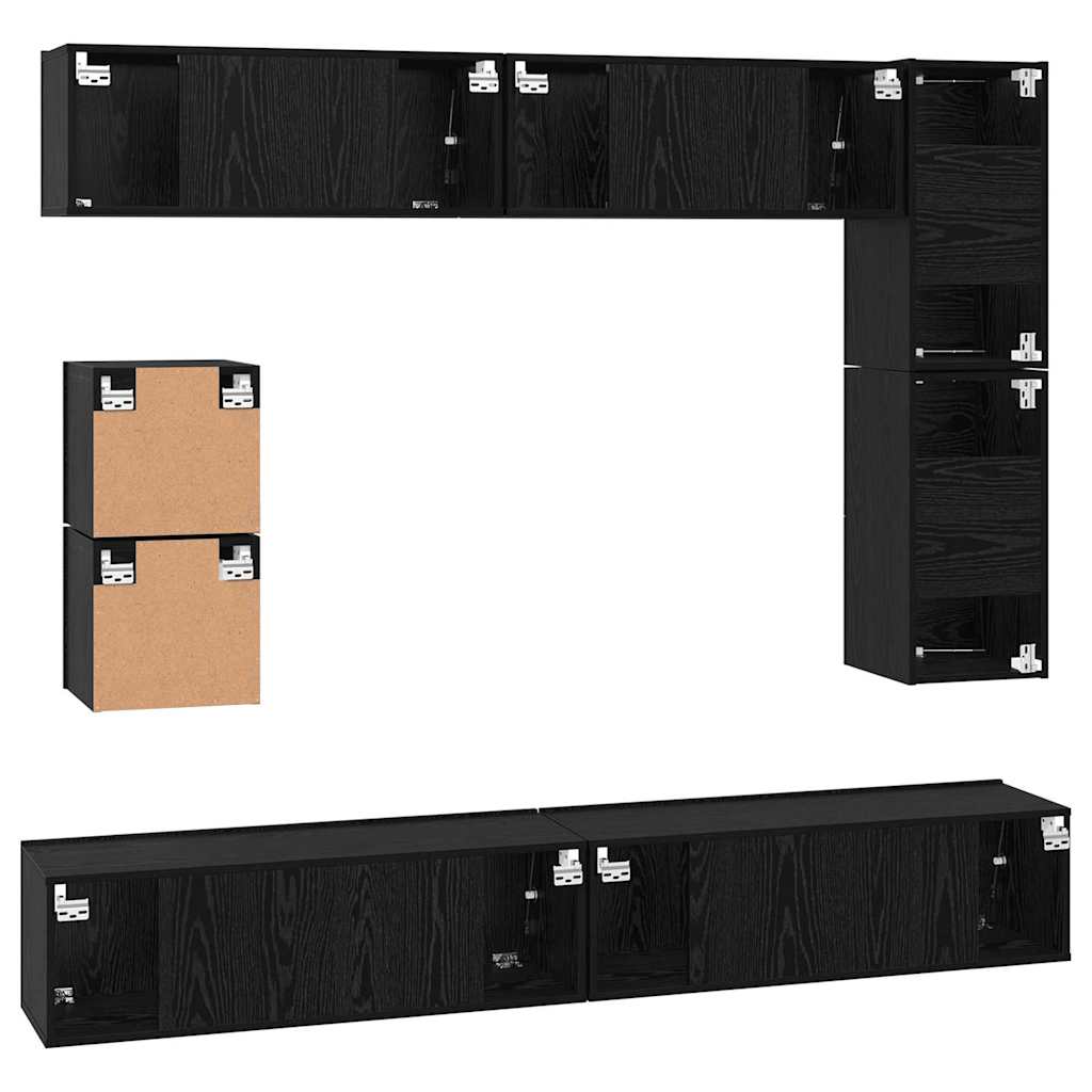 TV-Schrankset 8 pcs Schwarz Eichen-Optik Holzwerkstoff
