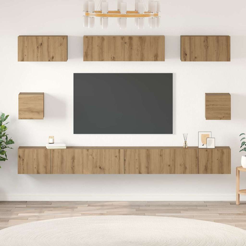 TV-Schrankset Wandmontiert 8 pcs Artisan-Eiche Holzwerkstoff