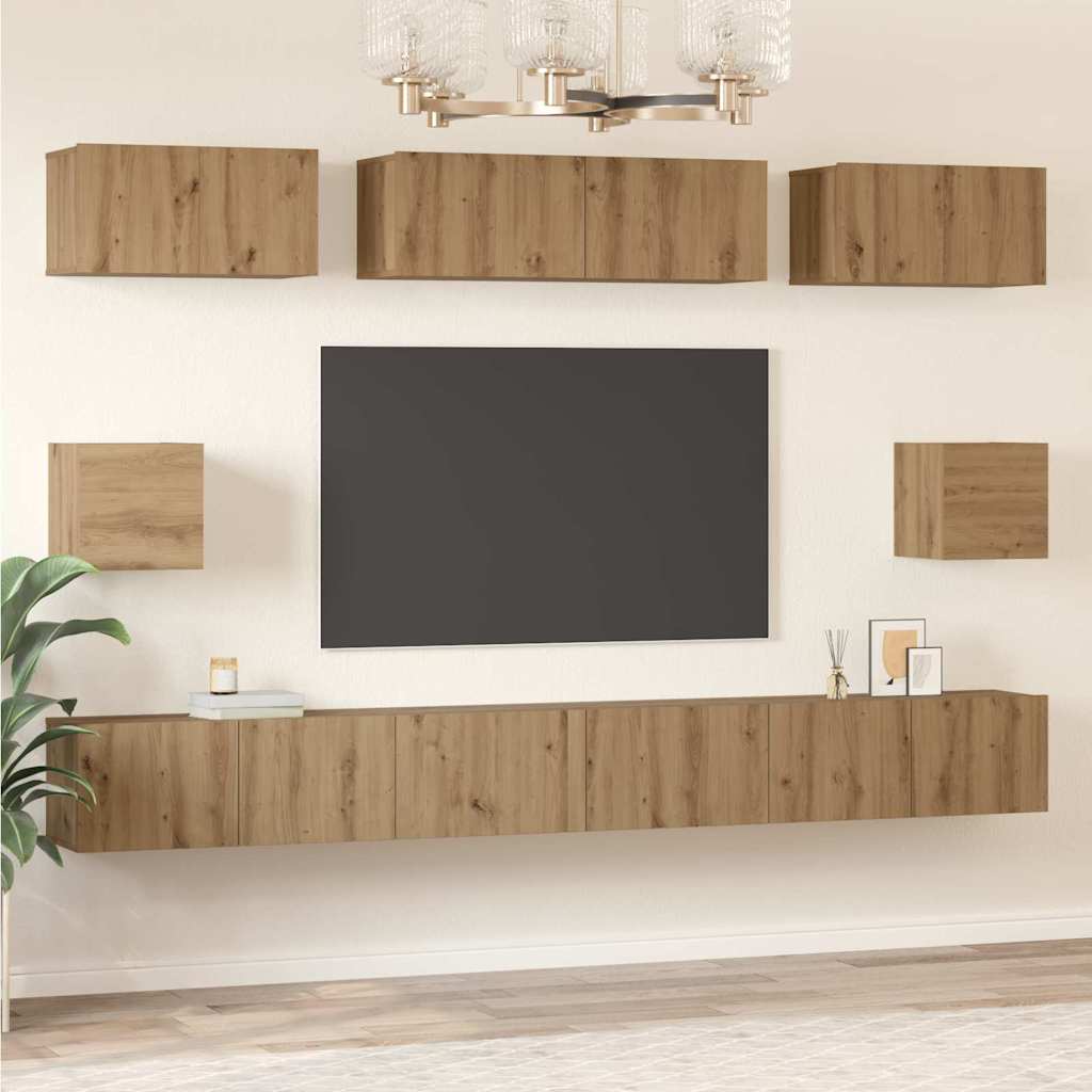 TV-Schrankset Wandmontiert 8 pcs Artisan-Eiche Holzwerkstoff