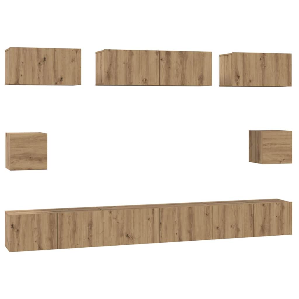 TV-Schrankset Wandmontiert 8 pcs Artisan-Eiche Holzwerkstoff
